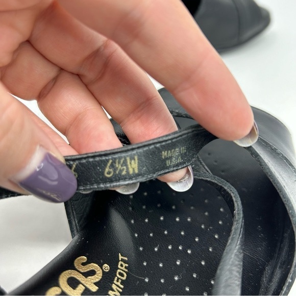 SAS Tripad Comfort Black Leather Slingback Small Wedge Sandals Size 6.5 W - Picture 13 of 14